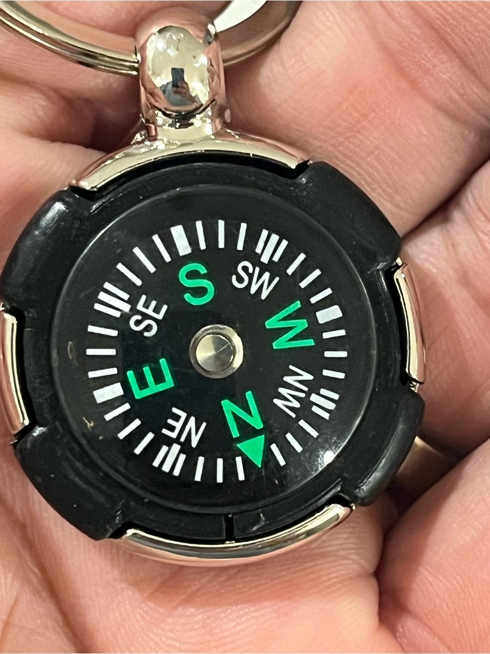 IronWay Black Keychain Compass with Green Markings. Never lose Your Way. NWT
